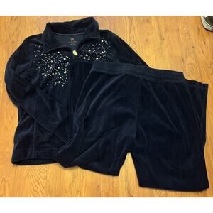 Activology Women’s VTG 90s Sweat Suit Navy Studded Set Size Petite Medium